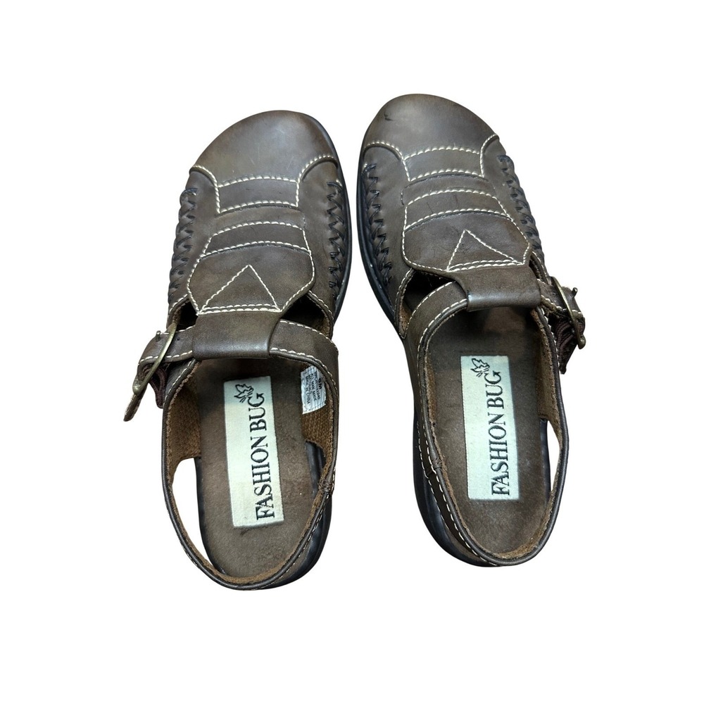 Vintage Fashion Bug Womens Brown Fisherman Sandals Buckle Slingback  6M Mack